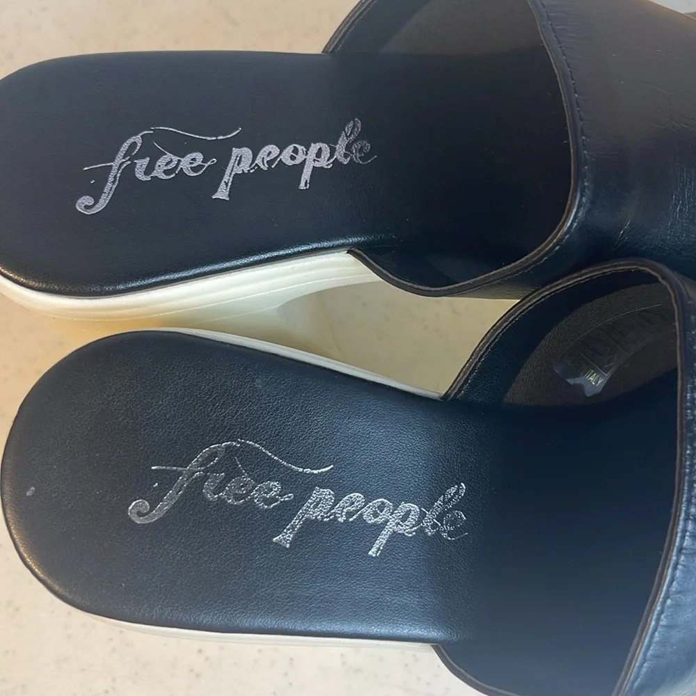FREE PEOPLE 'Zoe' Platform Slide Sandal Sz 10/EU/40 Color Black/ White - Picture 4 of 11